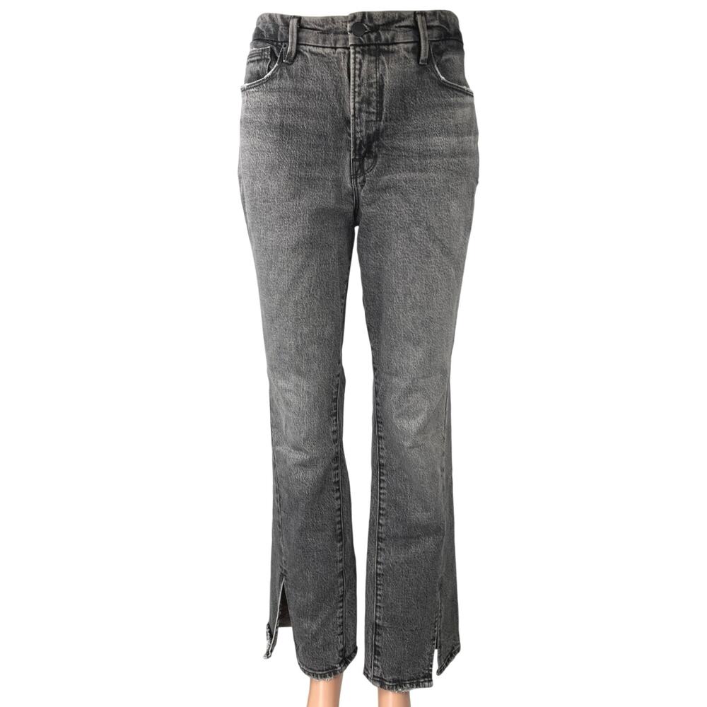 Good American Gray High Waist Split Hem Flared Boot Cut Ankle Denim Jeans Size 6